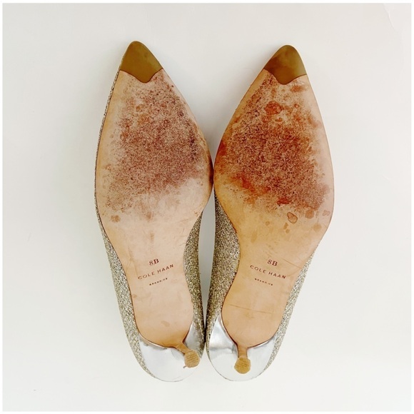Cole Haan Silver Glitter Pointed Toe High Heel Pumps Size 8 - Picture 11 of 15